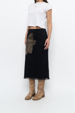 Load image into Gallery viewer, Vintage x Made in Hong Kong x MEXX Black Floral Embroidered Linen Midi Skirt (XS, S)