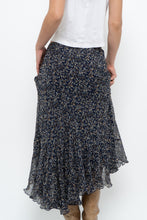 Load image into Gallery viewer, Vintage x ANNE KLEIN Navy Floral Silk Maxi Skirt (S, M)