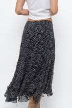 Load image into Gallery viewer, Vintage x ANNE KLEIN Navy Floral Silk Maxi Skirt (S, M)