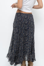 Load image into Gallery viewer, Vintage x ANNE KLEIN Navy Floral Silk Maxi Skirt (S, M)