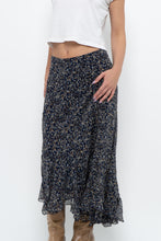 Load image into Gallery viewer, Vintage x ANNE KLEIN Navy Floral Silk Maxi Skirt (S, M)