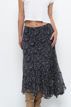 Load image into Gallery viewer, Vintage x ANNE KLEIN Navy Floral Silk Maxi Skirt (S, M)