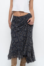 Load image into Gallery viewer, Vintage x ANNE KLEIN Navy Floral Silk Maxi Skirt (S, M)