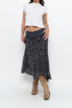 Load image into Gallery viewer, Vintage x ANNE KLEIN Navy Floral Silk Maxi Skirt (S, M)