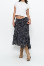 Load image into Gallery viewer, Vintage x ANNE KLEIN Navy Floral Silk Maxi Skirt (S, M)