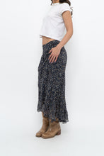 Load image into Gallery viewer, Vintage x ANNE KLEIN Navy Floral Silk Maxi Skirt (S, M)