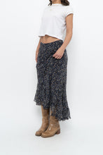 Load image into Gallery viewer, Vintage x ANNE KLEIN Navy Floral Silk Maxi Skirt (S, M)