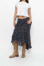 Load image into Gallery viewer, Vintage x ANNE KLEIN Navy Floral Silk Maxi Skirt (S, M)