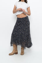Load image into Gallery viewer, Vintage x ANNE KLEIN Navy Floral Silk Maxi Skirt (S, M)