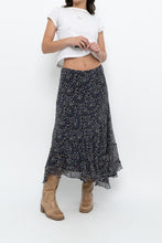 Load image into Gallery viewer, Vintage x ANNE KLEIN Navy Floral Silk Maxi Skirt (S, M)