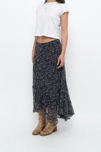 Load image into Gallery viewer, Vintage x ANNE KLEIN Navy Floral Silk Maxi Skirt (S, M)