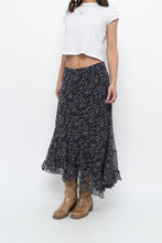 Load image into Gallery viewer, Vintage x ANNE KLEIN Navy Floral Silk Maxi Skirt (S, M)