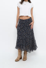 Load image into Gallery viewer, Vintage x ANNE KLEIN Navy Floral Silk Maxi Skirt (S, M)