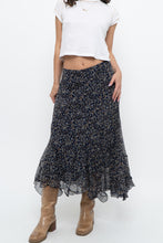 Load image into Gallery viewer, Vintage x ANNE KLEIN Navy Floral Silk Maxi Skirt (S, M)