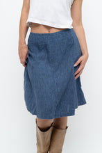 Load image into Gallery viewer, Vintage x Made in Thailand x Blue Linen Midi Skirt (XS, S)