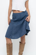 Load image into Gallery viewer, Vintage x Made in Thailand x Blue Linen Midi Skirt (XS, S)