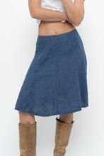 Load image into Gallery viewer, Vintage x Made in Thailand x Blue Linen Midi Skirt (XS, S)