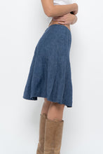 Load image into Gallery viewer, Vintage x Made in Thailand x Blue Linen Midi Skirt (XS, S)