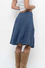 Load image into Gallery viewer, Vintage x Made in Thailand x Blue Linen Midi Skirt (XS, S)