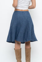Load image into Gallery viewer, Vintage x Made in Thailand x Blue Linen Midi Skirt (XS, S)