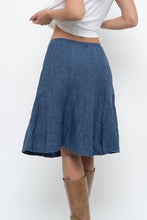 Load image into Gallery viewer, Vintage x Made in Thailand x Blue Linen Midi Skirt (XS, S)