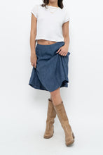 Load image into Gallery viewer, Vintage x Made in Thailand x Blue Linen Midi Skirt (XS, S)