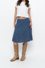 Load image into Gallery viewer, Vintage x Made in Thailand x Blue Linen Midi Skirt (XS, S)