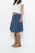Load image into Gallery viewer, Vintage x Made in Thailand x Blue Linen Midi Skirt (XS, S)