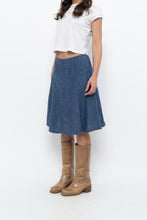 Load image into Gallery viewer, Vintage x Made in Thailand x Blue Linen Midi Skirt (XS, S)