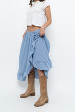 Load image into Gallery viewer, Vintage x Heathered Blue Cotton-blend Maxi Skir (S, M)