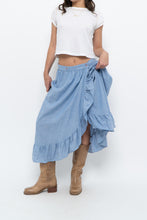 Load image into Gallery viewer, Vintage x Heathered Blue Cotton-blend Maxi Skir (S, M)
