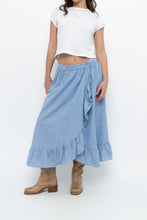 Load image into Gallery viewer, Vintage x Heathered Blue Cotton-blend Maxi Skir (S, M)