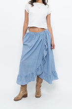 Load image into Gallery viewer, Vintage x Heathered Blue Cotton-blend Maxi Skir (S, M)
