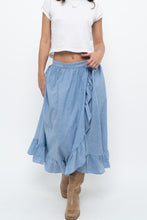 Load image into Gallery viewer, Vintage x Heathered Blue Cotton-blend Maxi Skir (S, M)