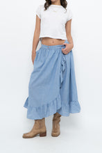 Load image into Gallery viewer, Vintage x Heathered Blue Cotton-blend Maxi Skir (S, M)