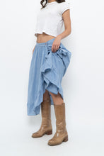 Load image into Gallery viewer, Vintage x Heathered Blue Cotton-blend Maxi Skir (S, M)