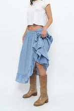Load image into Gallery viewer, Vintage x Heathered Blue Cotton-blend Maxi Skir (S, M)