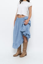 Load image into Gallery viewer, Vintage x Heathered Blue Cotton-blend Maxi Skir (S, M)