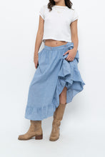 Load image into Gallery viewer, Vintage x Heathered Blue Cotton-blend Maxi Skir (S, M)