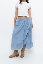 Load image into Gallery viewer, Vintage x Heathered Blue Cotton-blend Maxi Skir (S, M)