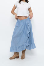 Load image into Gallery viewer, Vintage x Heathered Blue Cotton-blend Maxi Skir (S, M)