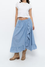 Load image into Gallery viewer, Vintage x Heathered Blue Cotton-blend Maxi Skir (S, M)