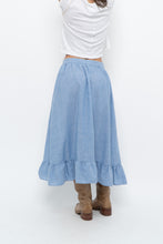 Load image into Gallery viewer, Vintage x Heathered Blue Cotton-blend Maxi Skir (S, M)