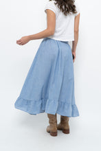 Load image into Gallery viewer, Vintage x Heathered Blue Cotton-blend Maxi Skir (S, M)