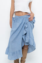 Load image into Gallery viewer, Vintage x Heathered Blue Cotton-blend Maxi Skir (S, M)