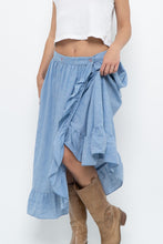 Load image into Gallery viewer, Vintage x Heathered Blue Cotton-blend Maxi Skir (S, M)