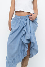 Load image into Gallery viewer, Vintage x Heathered Blue Cotton-blend Maxi Skir (S, M)