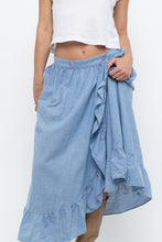 Load image into Gallery viewer, Vintage x Heathered Blue Cotton-blend Maxi Skir (S, M)