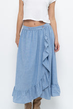 Load image into Gallery viewer, Vintage x Heathered Blue Cotton-blend Maxi Skir (S, M)