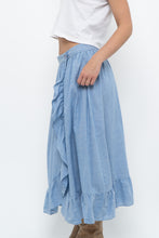 Load image into Gallery viewer, Vintage x Heathered Blue Cotton-blend Maxi Skir (S, M)